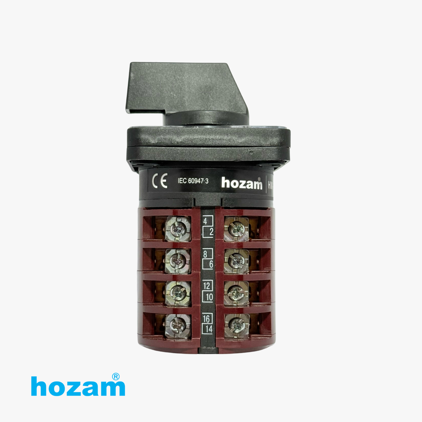 HOZAM 3 Position Rotary Cam Selector Switch 0-1-2 | 16 Terminal Panel Mount Changeover Switch | IEC 60947-3 Industrial Control Switch