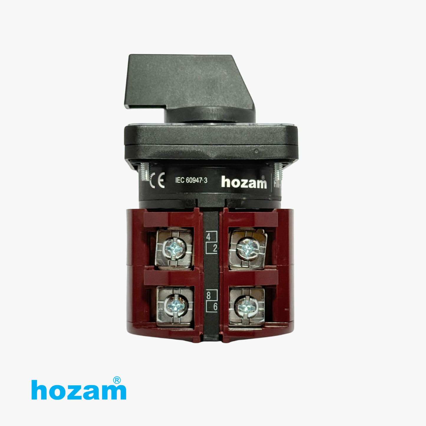 HOZAM C63 1-0-2 DP Rotary Cam Selector Switch | 3 Position | Double Pole (DP) | Panel Mount Changeover Switch | IEC 60947-3