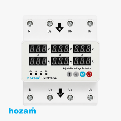 Hozam HM-TP80-VA Adjustable 3 Phase Voltage & Current Protector | Digital Over/Under Voltage Protection Relay