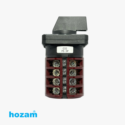 4 Position Rotary Cam Selector Switch 32A Multi-Pole Changeover Switch | Industrial Panel Mount | 8 Terminal Manual Selector Switch