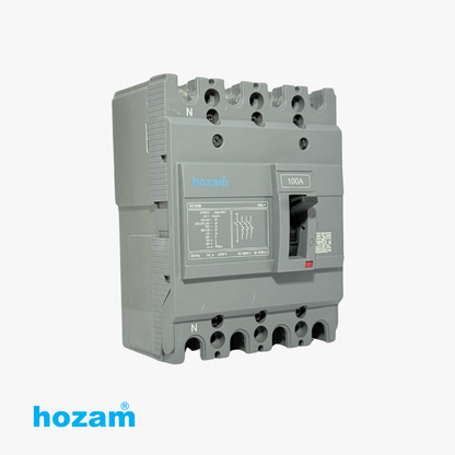 Hozam 100A 4 Pole Molded Case Circuit Breaker (MCCB) | 415V AC | Thermal Magnetic Protection | Industrial Circuit Breaker