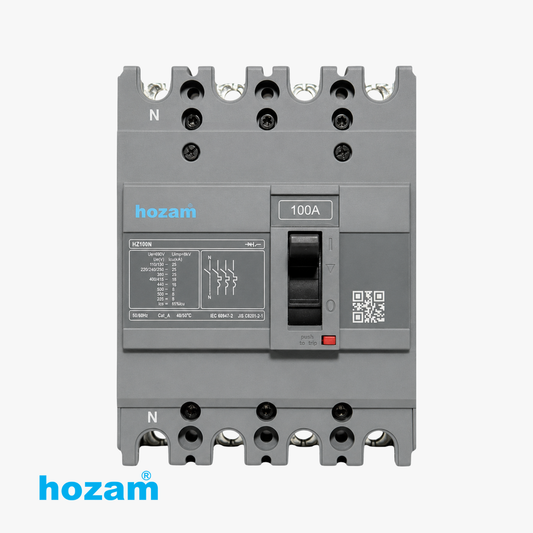 Hozam 100A 4 Pole Molded Case Circuit Breaker (MCCB) | 415V AC | Thermal Magnetic Protection | Industrial Circuit Breaker