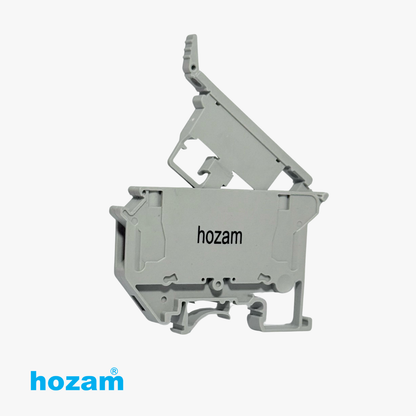 Hozam UK5-HESI Fuse Terminal Block, 6.3A DIN Rail Mounted Disconnect Terminal, Gray, Industrial Electrical Connector