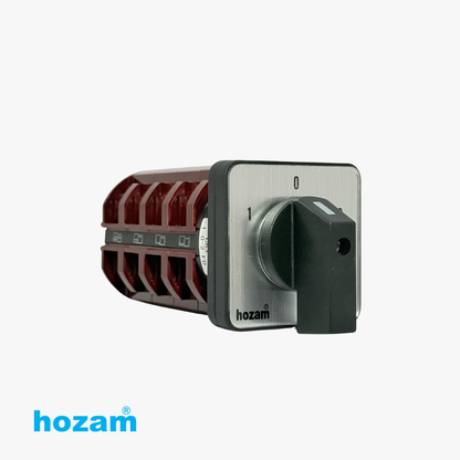 HOZAM 3 Position Rotary Selector Switch 1-0-2 | 16 Terminal Cam Switch | Panel Mount Industrial Changeover Switch | IEC 60947-3