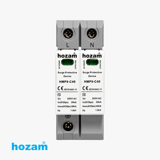 Hozam HMP9-C40 Surge Protective Device (SPD) | 2 Pole Type 2 Lightning & Surge Protector | 40kA Protection