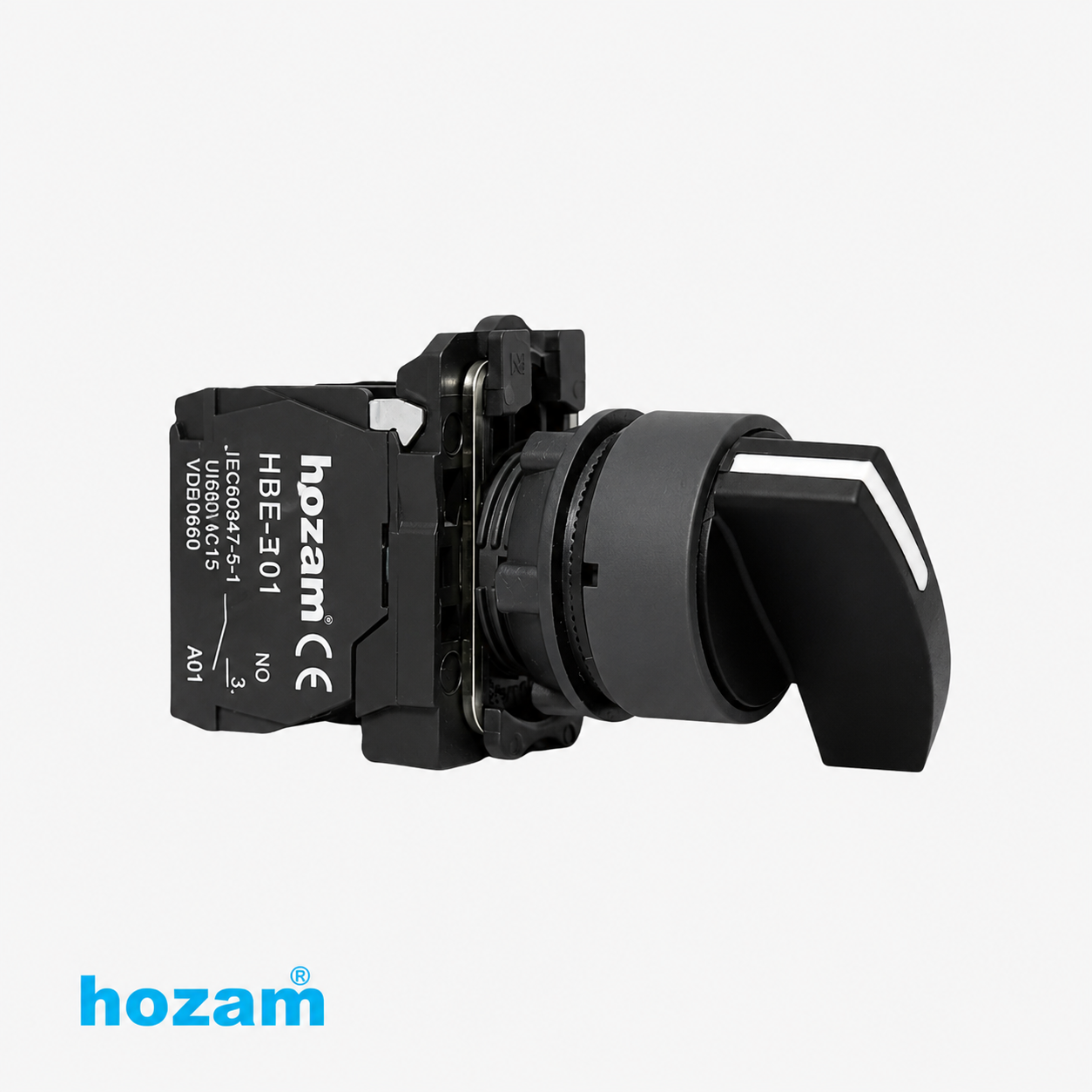 Hozam 22mm Black Rotary Selector Switch 2 Position 1NO Panel Mount Industrial Control Switch, 10A