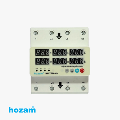 Hozam HM-TP80-VA Adjustable 3 Phase Voltage & Current Protector | Digital Over/Under Voltage Protection Relay
