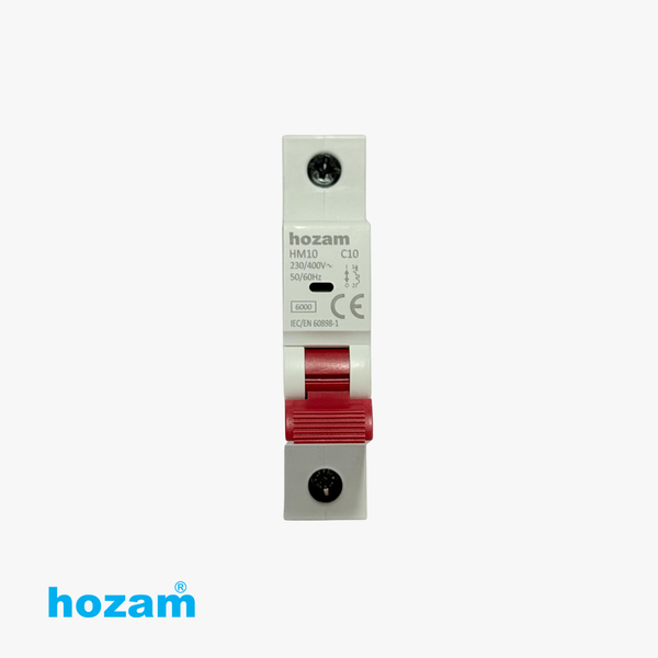 Hozam HM10 C10 Single Pole Miniature Circuit Breaker (MCB) – 10A, 6kA, 230/400V AC