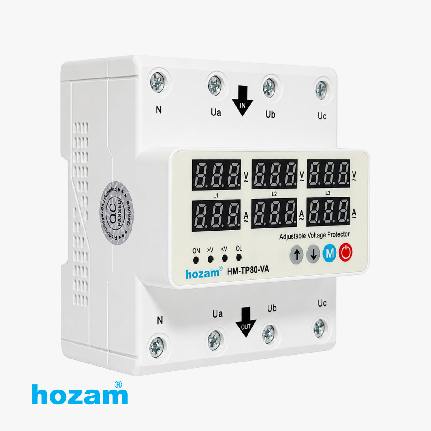 Hozam HM-TP80-VA Adjustable 3 Phase Voltage & Current Protector | Digital Over/Under Voltage Protection Relay