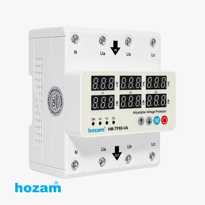 Hozam HM-TP80-VA Adjustable 3 Phase Voltage & Current Protector | Digital Over/Under Voltage Protection Relay