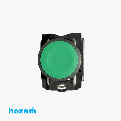 Hozam 22mm Green Flush Push Button Switch 1NO Momentary Industrial Control Push Button, 10A, Panel Mount