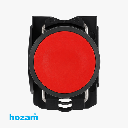 Hozam HBE-102 22mm Red Momentary Push Button Switch with 1NC Contact Block | Industrial Control Panel Push Button | 10A