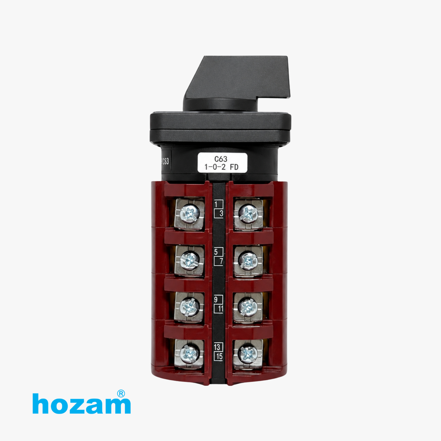 HOZAM 3 Position Rotary Selector Switch 1-0-2 | 16 Terminal Cam Switch | Panel Mount Industrial Changeover Switch | IEC 60947-3