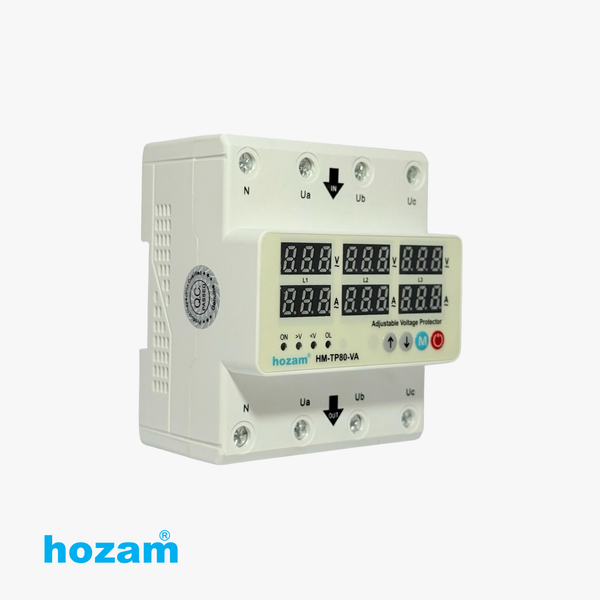 Hozam HM-TP80-VA Adjustable 3 Phase Voltage & Current Protector | Digital Over/Under Voltage Protection Relay
