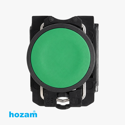 Hozam 22mm Green Flush Push Button Switch 1NO Momentary Industrial Control Push Button, 10A, Panel Mount