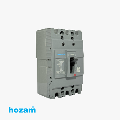 Hozam HZ100N 100A 3 Pole Molded Case Circuit Breaker (MCCB), 690V AC Thermal Magnetic Circuit Breaker for Industrial Power Distribution
