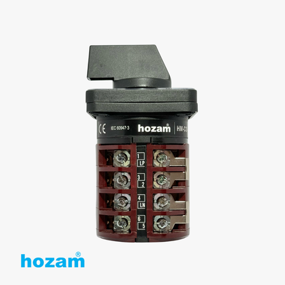 4 Position Rotary Cam Selector Switch 32A Multi-Pole Changeover Switch | Industrial Panel Mount | 8 Terminal Manual Selector Switch