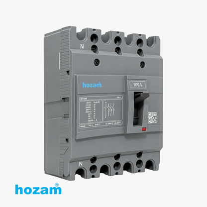 Hozam 100A 4 Pole Molded Case Circuit Breaker (MCCB) | 415V AC | Thermal Magnetic Protection | Industrial Circuit Breaker