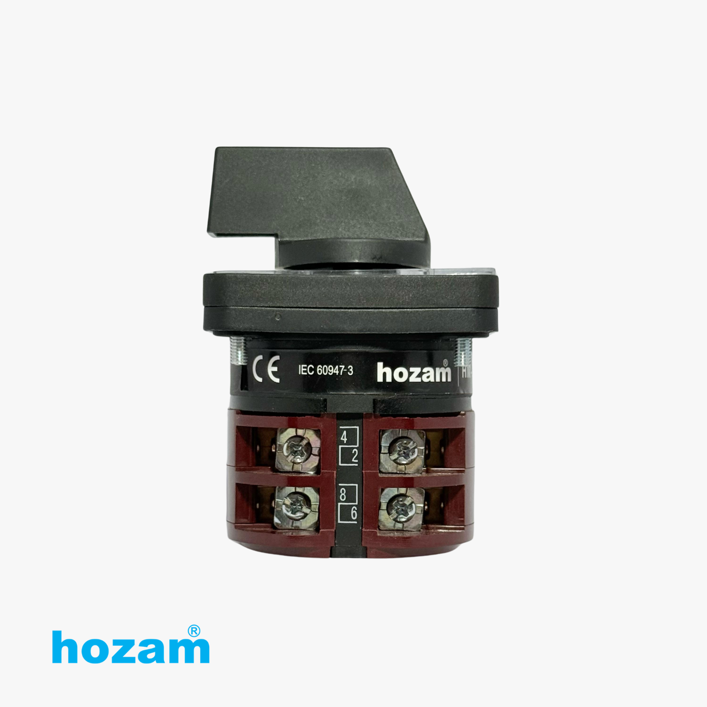 HOZAM 3 Position Rotary Cam Selector Switch 0-1-2 | 4 Terminal Panel Mount Changeover Switch | IEC 60947-3