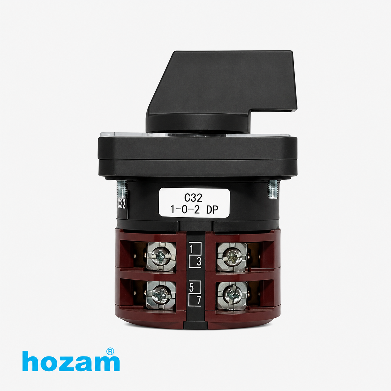 HOZAM 3 Position Rotary Cam Selector Switch 0-1-2 | 4 Terminal Panel Mount Changeover Switch | IEC 60947-3