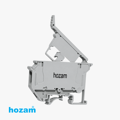 Hozam UK5-HESI Fuse Terminal Block, 6.3A DIN Rail Mounted Disconnect Terminal, Gray, Industrial Electrical Connector