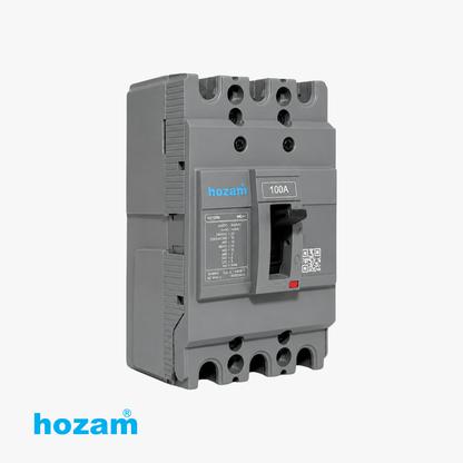 Hozam HZ100N 100A 3 Pole Molded Case Circuit Breaker (MCCB), 690V AC Thermal Magnetic Circuit Breaker for Industrial Power Distribution