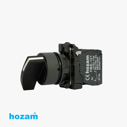 Hozam 22mm Black Rotary Selector Switch 2 Position 1NO Panel Mount Industrial Control Switch, 10A