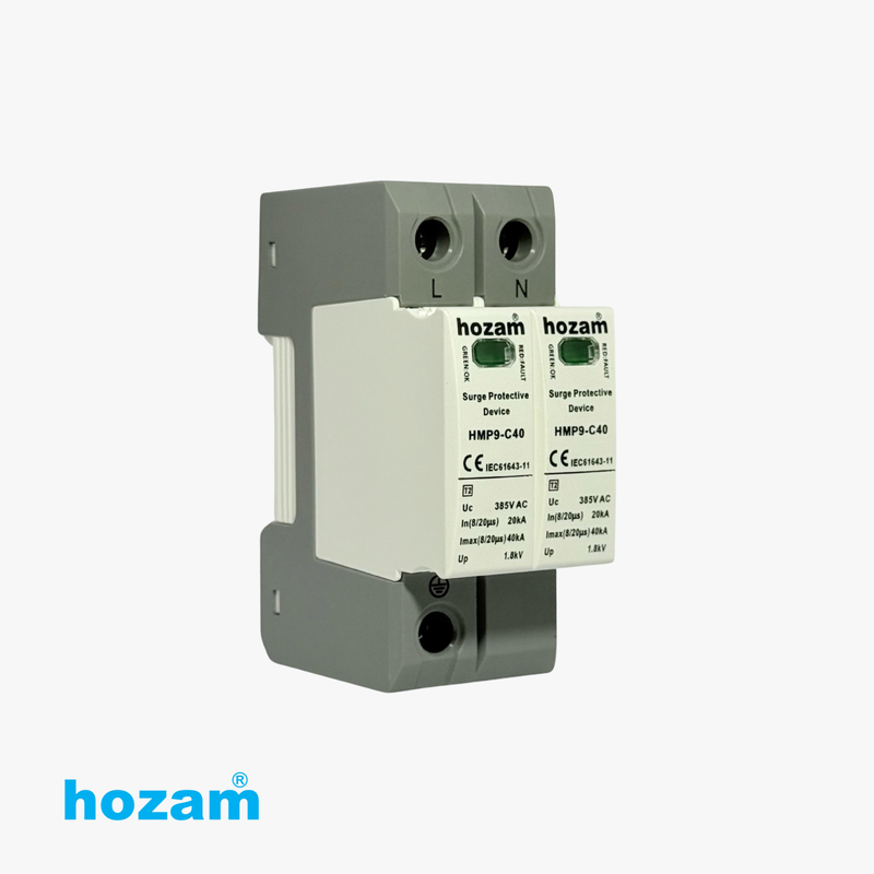 Hozam HMP9-C40 Surge Protective Device (SPD) | 2 Pole Type 2 Lightning & Surge Protector | 40kA Protection