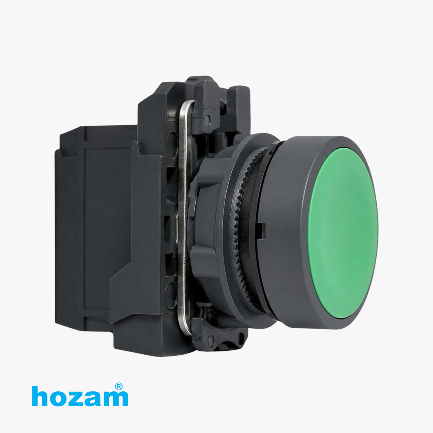 Hozam 22mm Green Flush Push Button Switch 1NO Momentary Industrial Control Push Button, 10A, Panel Mount