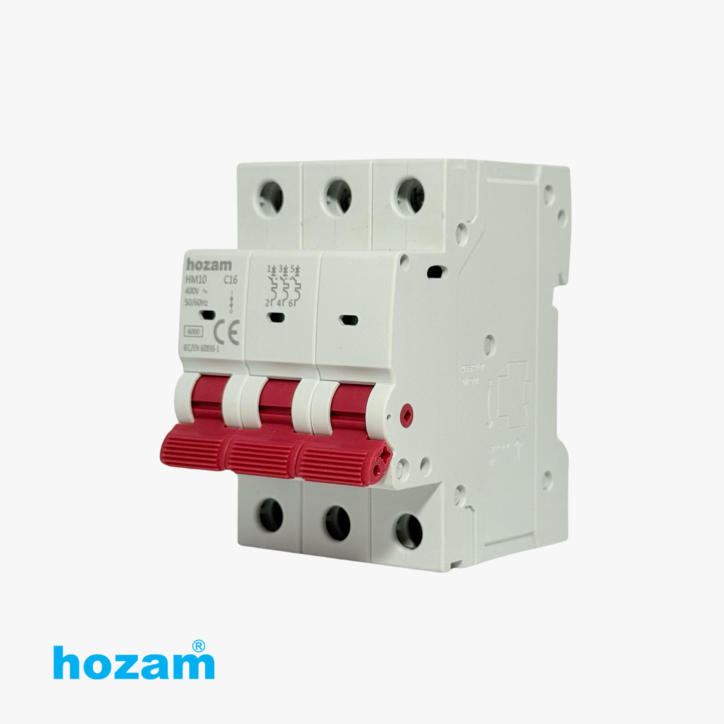 Hozam HM10 3-Pole MCB 16A C-Curve Miniature Circuit Breaker | 400V AC, 50/60Hz, 6kA Breaking Capacity