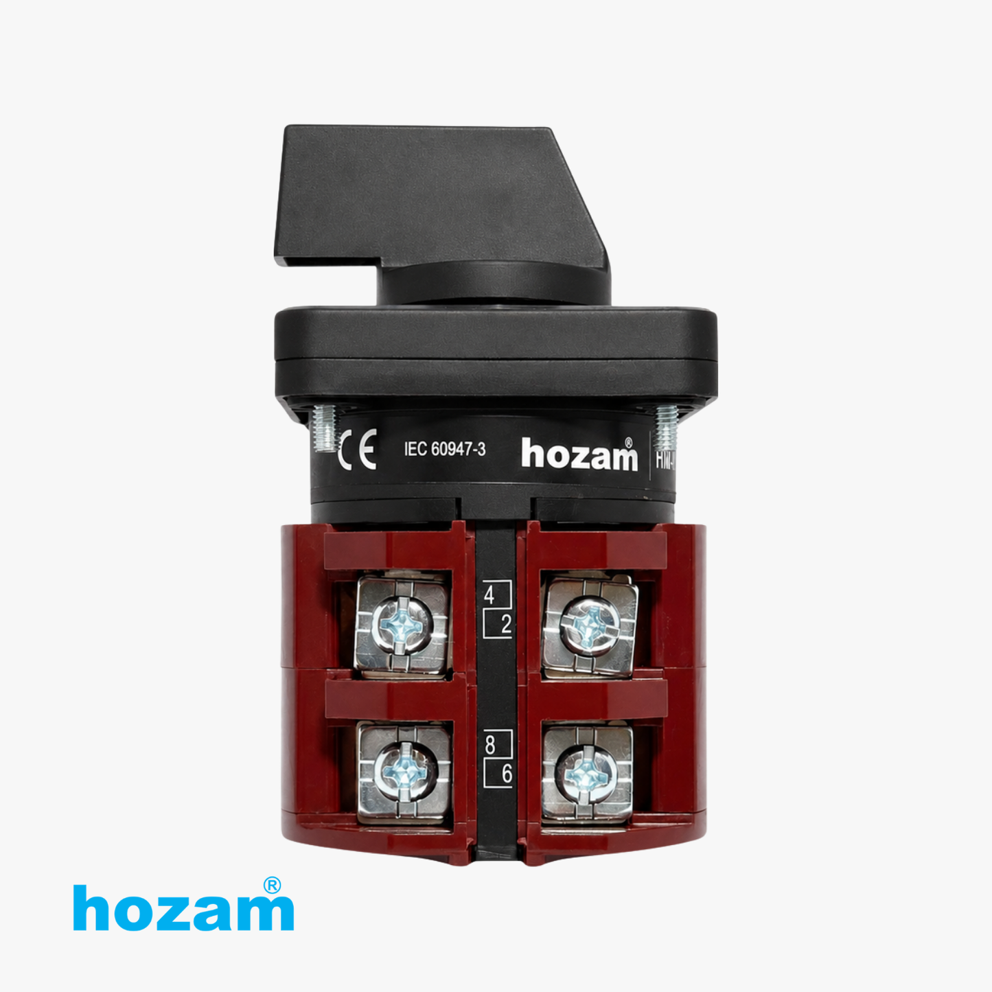 HOZAM C63 1-0-2 DP Rotary Cam Selector Switch | 3 Position | Double Pole (DP) | Panel Mount Changeover Switch | IEC 60947-3