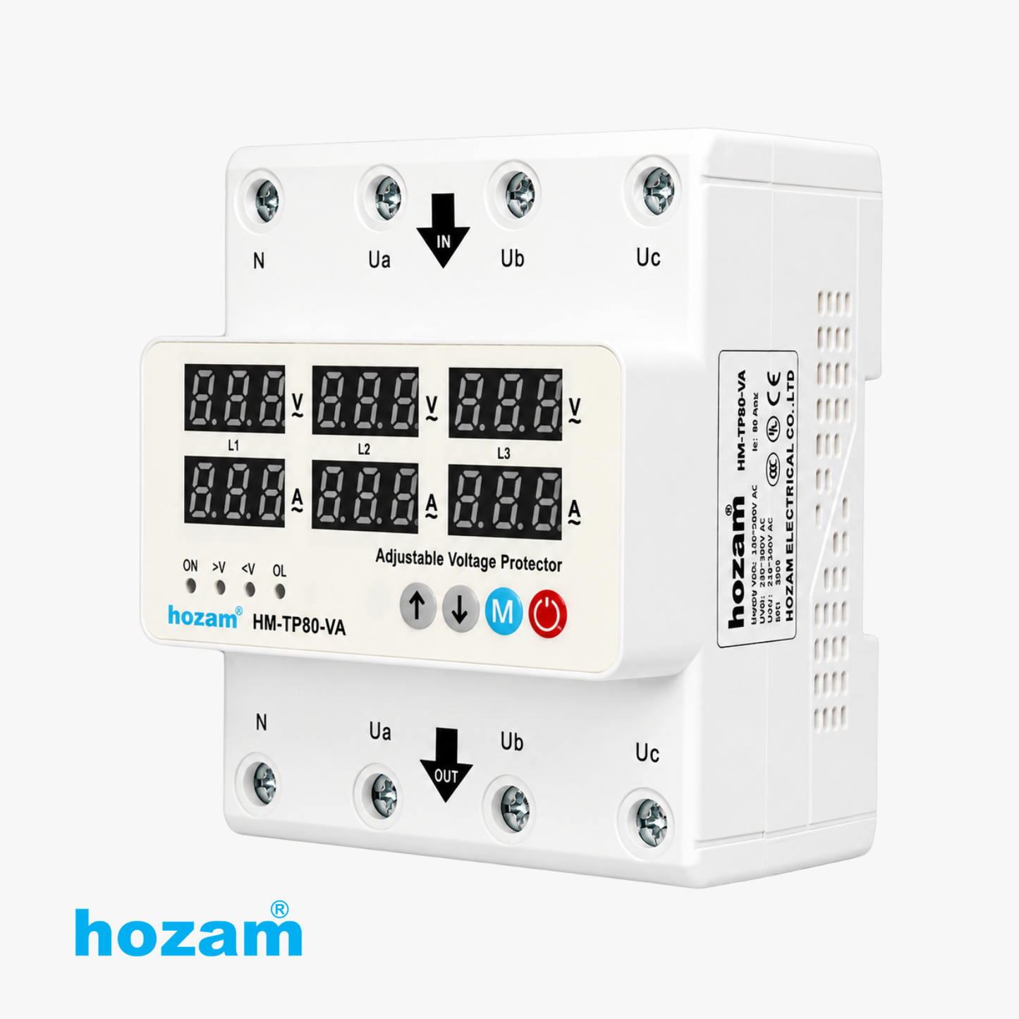 Hozam HM-TP80-VA Adjustable 3 Phase Voltage & Current Protector | Digital Over/Under Voltage Protection Relay