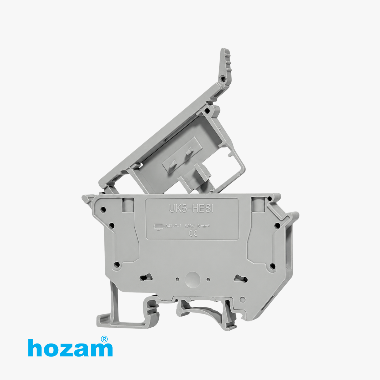 Hozam UK5-HESI Fuse Terminal Block, 6.3A DIN Rail Mounted Disconnect Terminal, Gray, Industrial Electrical Connector