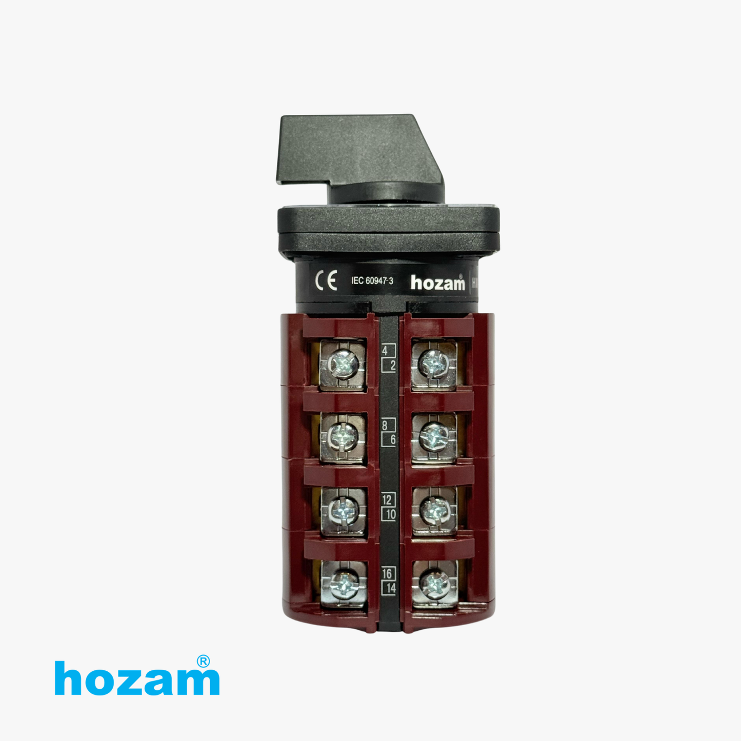 HOZAM 3 Position Rotary Selector Switch 1-0-2 | 16 Terminal Cam Switch | Panel Mount Industrial Changeover Switch | IEC 60947-3
