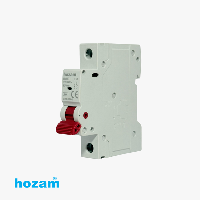 Hozam HM10 C10 Single Pole Miniature Circuit Breaker (MCB) – 10A, 6kA, 230/400V AC