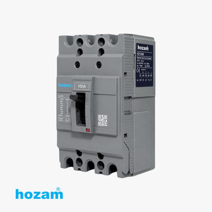 Hozam HZ100N 100A 3 Pole Molded Case Circuit Breaker (MCCB), 690V AC Thermal Magnetic Circuit Breaker for Industrial Power Distribution