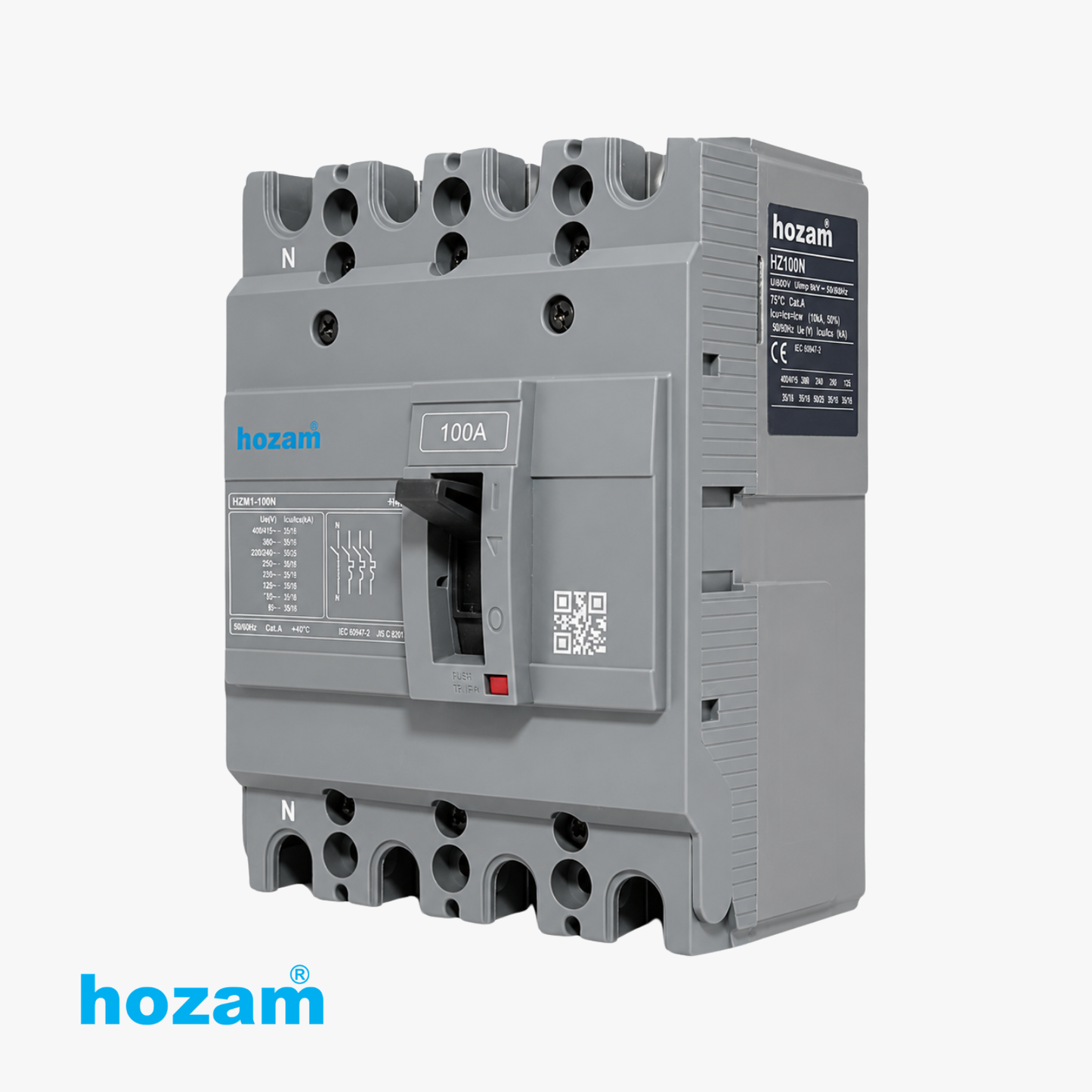 Hozam 100A 4 Pole Molded Case Circuit Breaker (MCCB) | 415V AC | Thermal Magnetic Protection | Industrial Circuit Breaker