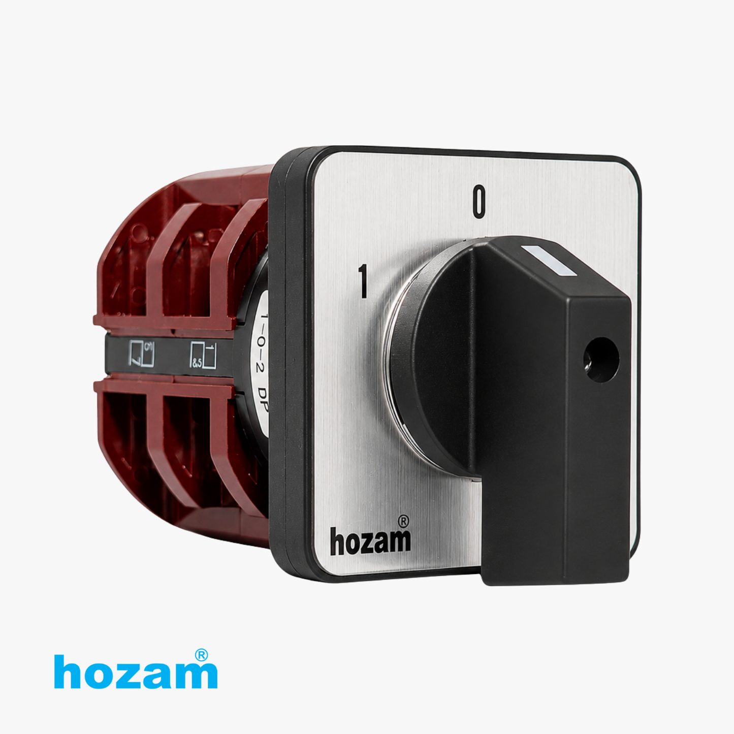 HOZAM C63 1-0-2 DP Rotary Cam Selector Switch | 3 Position | Double Pole (DP) | Panel Mount Changeover Switch | IEC 60947-3