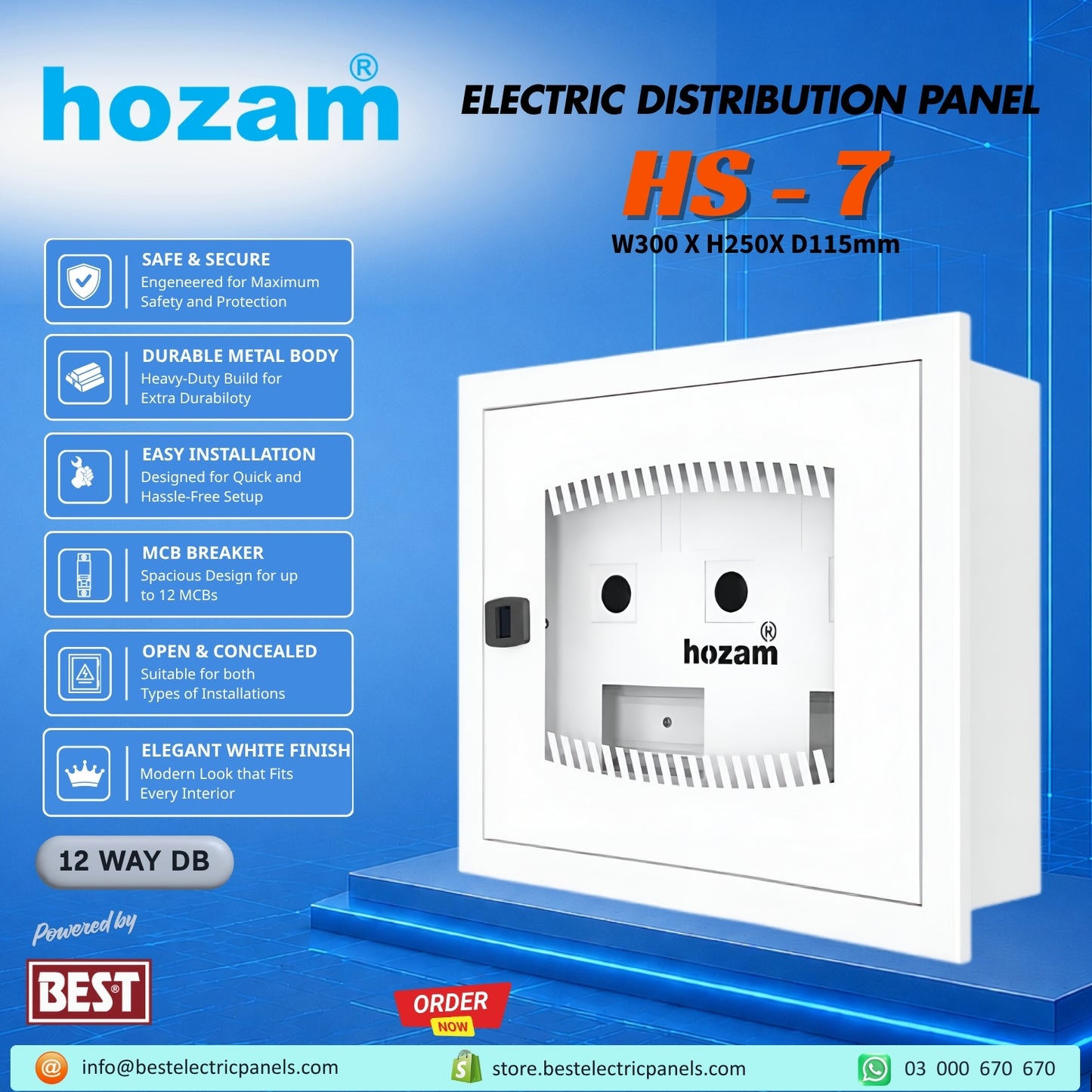BEP-A-05179 HS-7 Panel ConcealedOpen 300X250X115mm 0.70.6mm