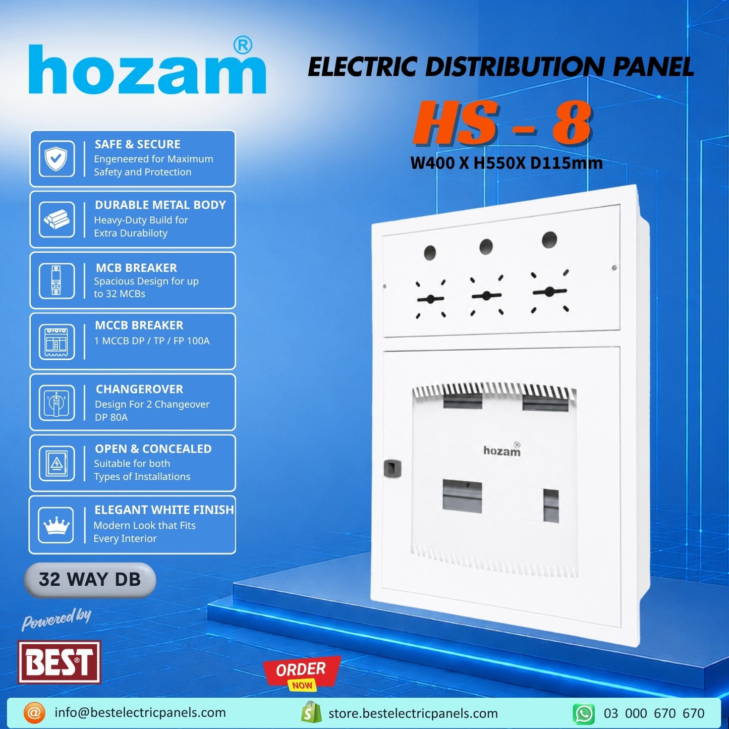 BEP-A-05213 HS-8 Panel ConcealedOpen 400X550X115mm 0.70.6mm
